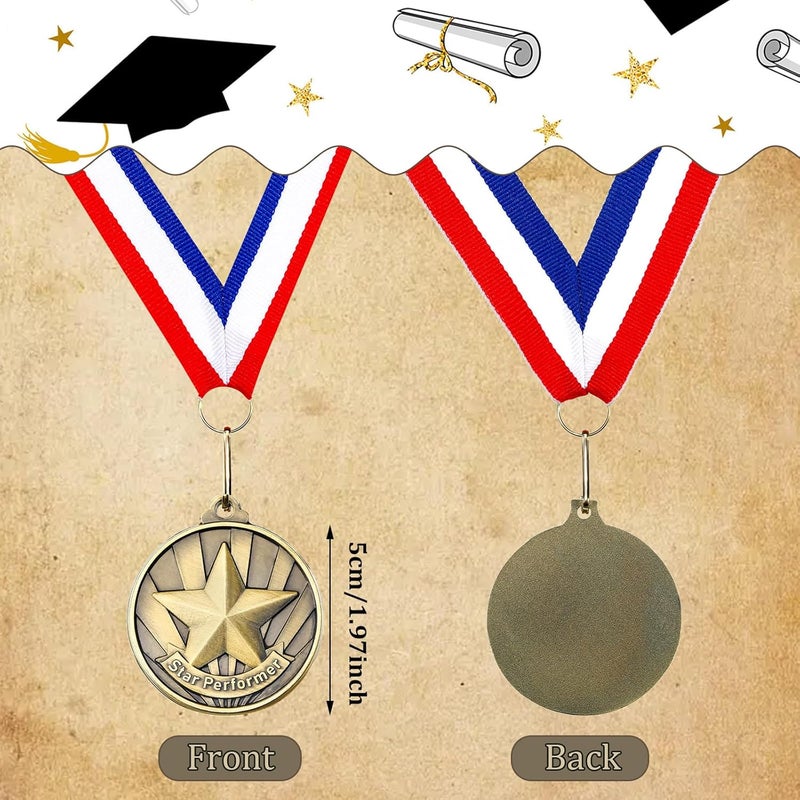 Quelay 30 Pcs 2'' Gold Medals for Awards Winner Bulk with Neck Ribbons Metal Trophy Award Prize Gift for Kids Students Adults School Graduation Participation Competitions - Image 3